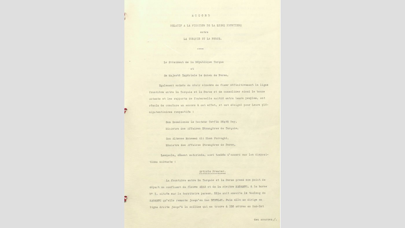 Türkiye ile İran Arasında Hudut Hattının Tayinine Dair İtilafname (23 Ocak 1932) – Fransızca